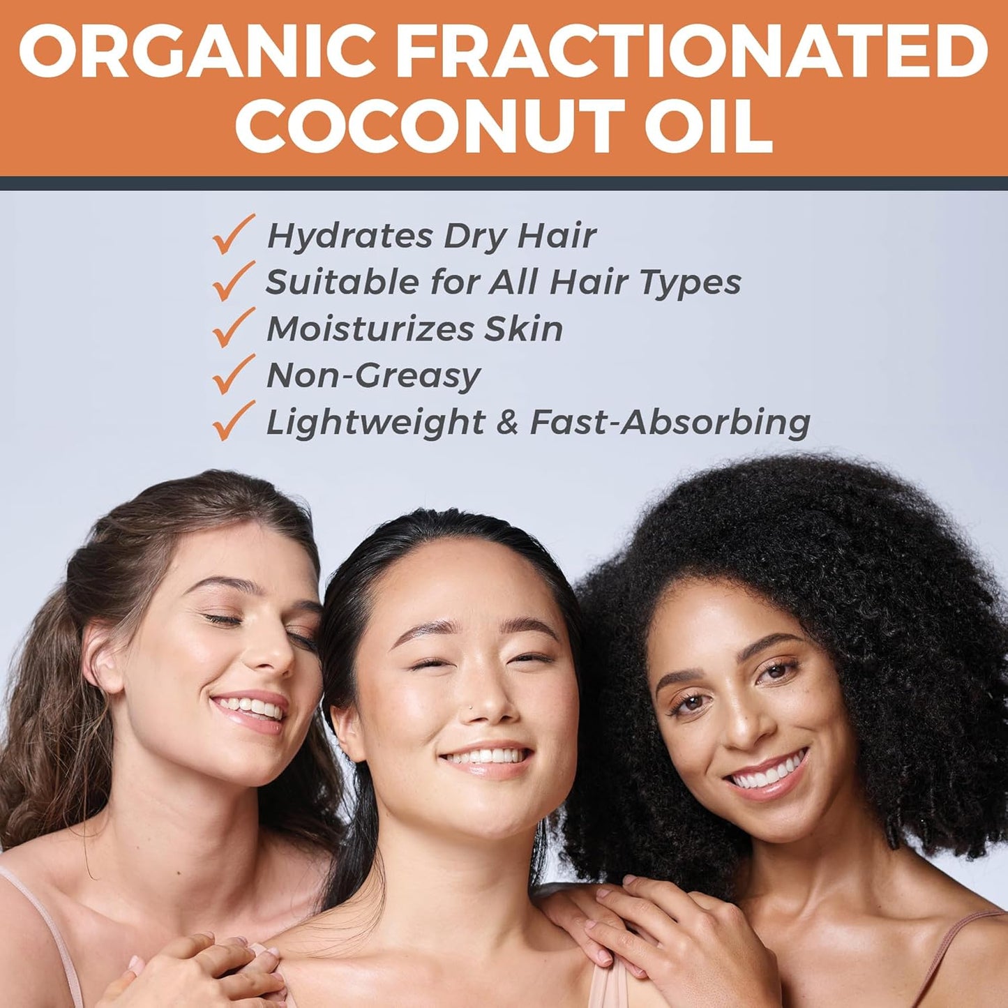 Viva Naturals Organic Fractionated Coconut Oil - Skin & Hair Moisturizer, Relaxing Massage and Body Oil, Carrier Oil for Essential Oils Mixing, Pure Non-Greasy Coconut Oil for Skin and Hair, 16 Fl Oz