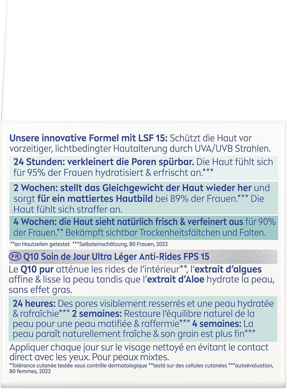 NIVEA Q10 Anti-Falten PORENVERFEINERUNG Extra Leichte Tagespflege, Straffende Tagescreme Mit LSF 15, Gesichtspflege Für Mischhaut Mit Q10, Algenextrakt Und Aloe (50 Ml)