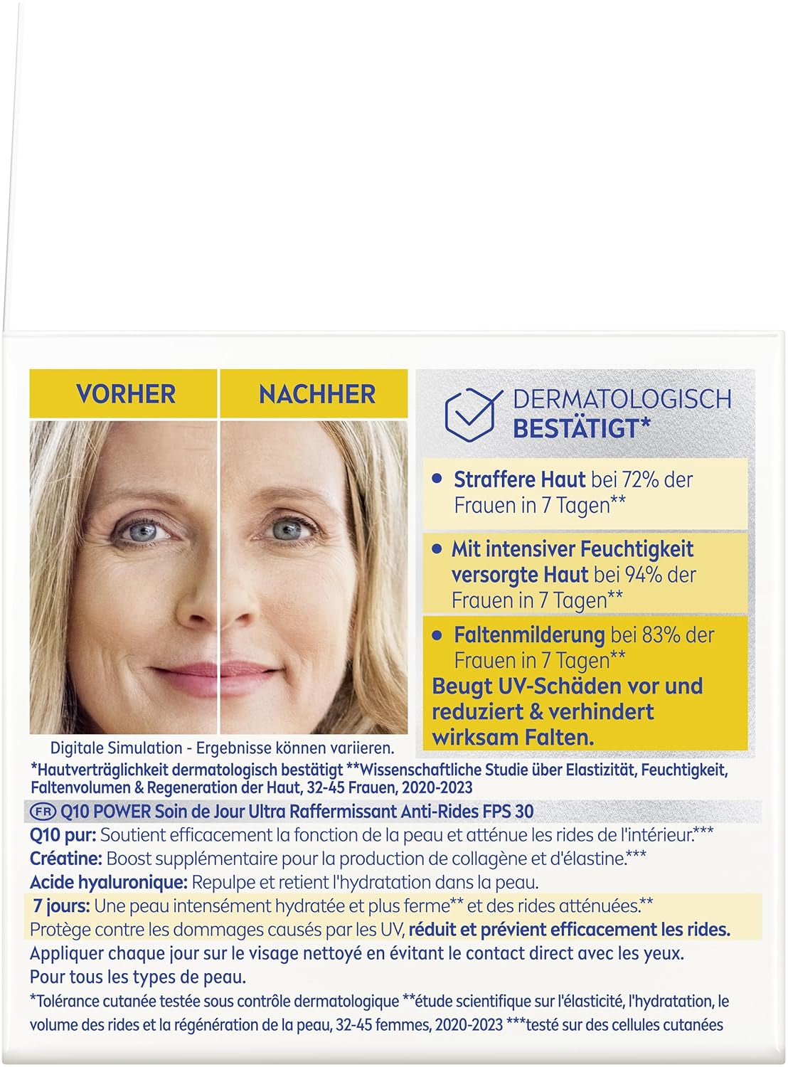 NIVEA Anti-Falten POWER Q10 Extra Straffende Tagespflege LSF 30, Gesichtspflege Mildert & Beugt Falten Vor, Straffende Tagescreme Mit Purem Q10, Kreatin & Hyaluronsäure (50 Ml)