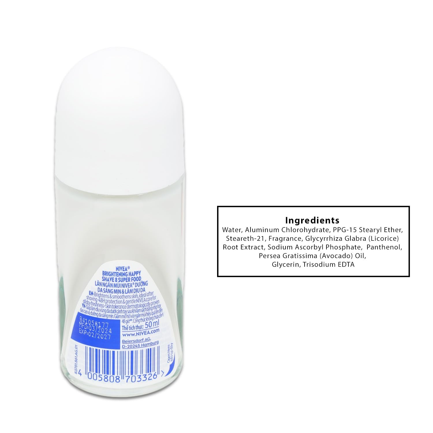 NIVEA Women'S Roll-On Deodorant Travel Pack - 3X50Ml, Fresh Scent, 48Hr Protection, Travel Bag Included