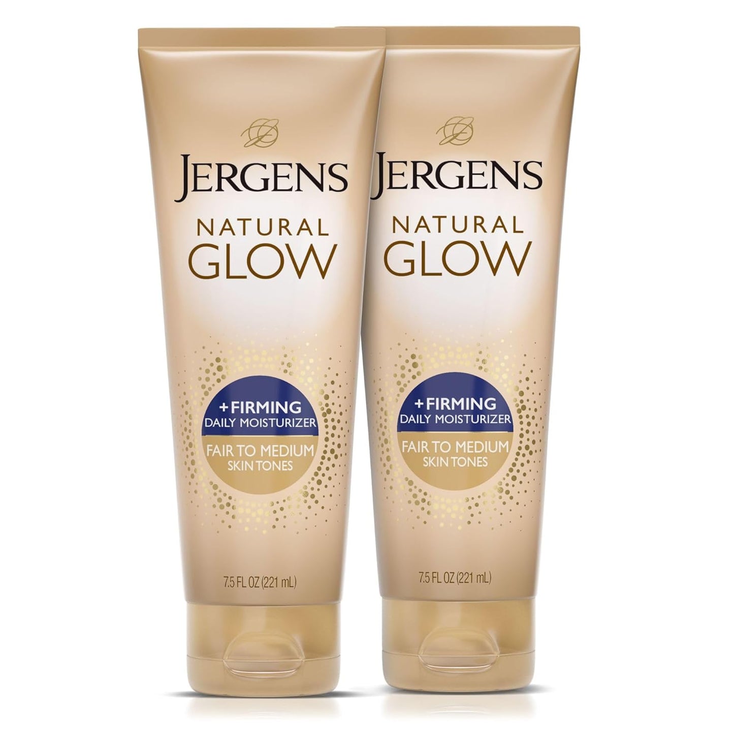 Jergens Natural Glow +Firming Self Tanner Body Lotion, Medium to Deep Skin Tone, Sunless Tanning Moisturizer with Collagen and Elastin, Helps to Visibly Reduce Cellulite, 7.5 Oz, Pack of 2