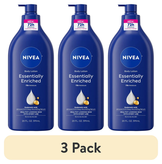 (3 Pack)  Essentially Enriched Body Lotion for Dry Skin with Hyaluronic Acid and Almond Oil, 20 Fl Oz