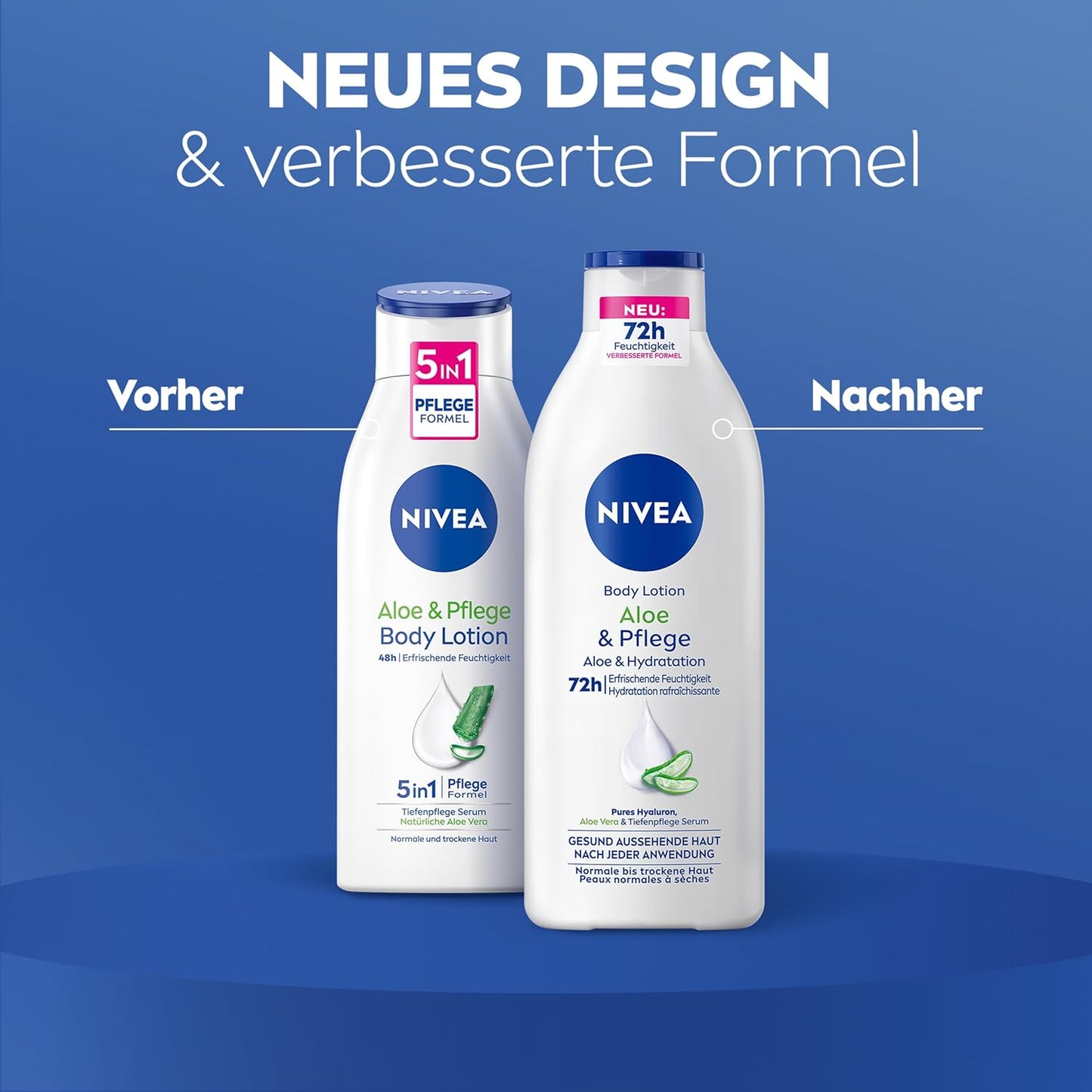 NIVEA Body Lotion Aloe & Pflege, Körpercreme Mit Tiefenpflege Serum Für 72H Feuchtigkeit, Körperlotion Mit Purem Hyaluron Und Aloe Vera Natürlichen Ursprungs(400 Ml)