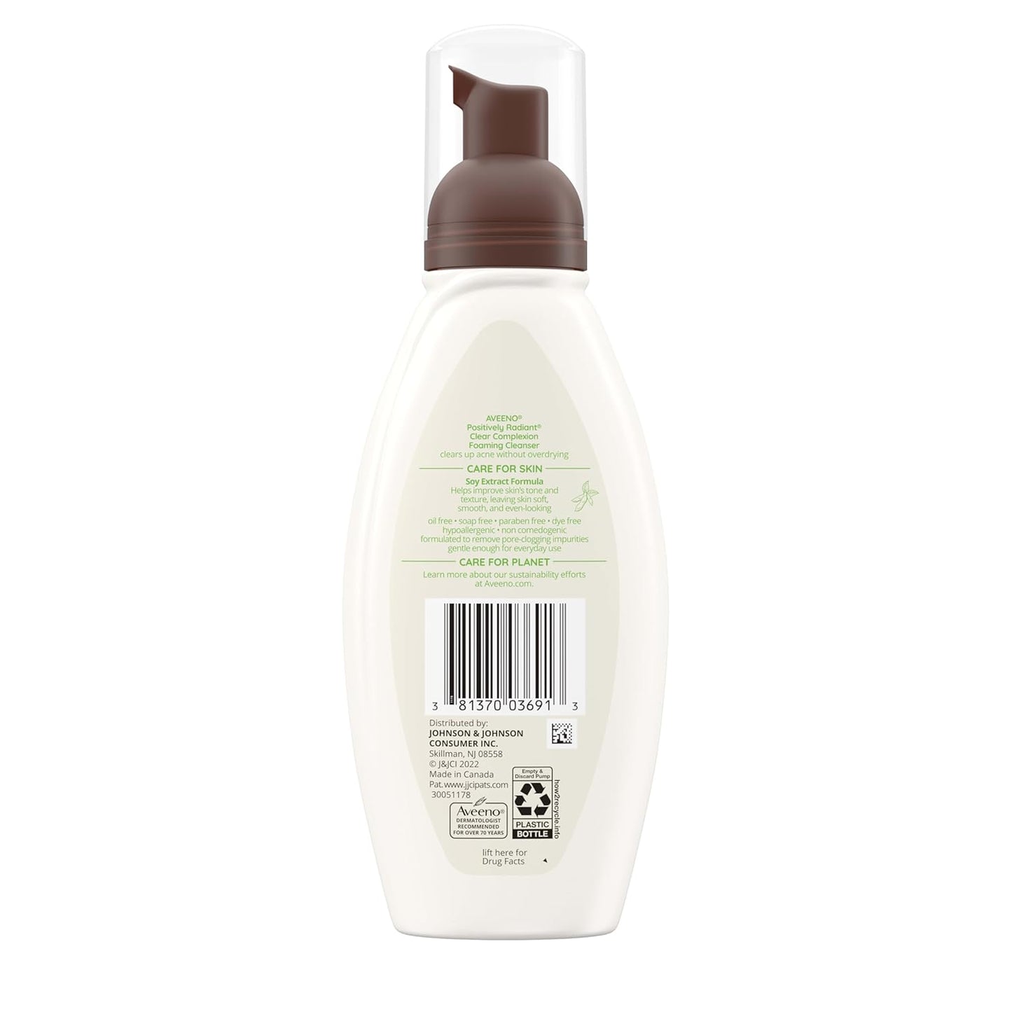 Aveeno Clear Complexion Foaming Oil-Free Facial Cleanser with Soy Extract & 0.5% Salicylic Acid, Acne Treatment Face Wash for Acne-Prone Skin, Sulfate-Free & Hypoallergenic, 6 Fl. Oz