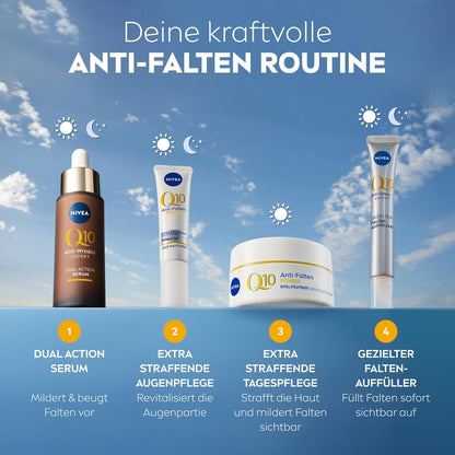NIVEA Anti-Falten POWER Q10 Extra Straffende Tagespflege LSF 30, Gesichtspflege Mildert & Beugt Falten Vor, Straffende Tagescreme Mit Purem Q10, Kreatin & Hyaluronsäure (50 Ml)