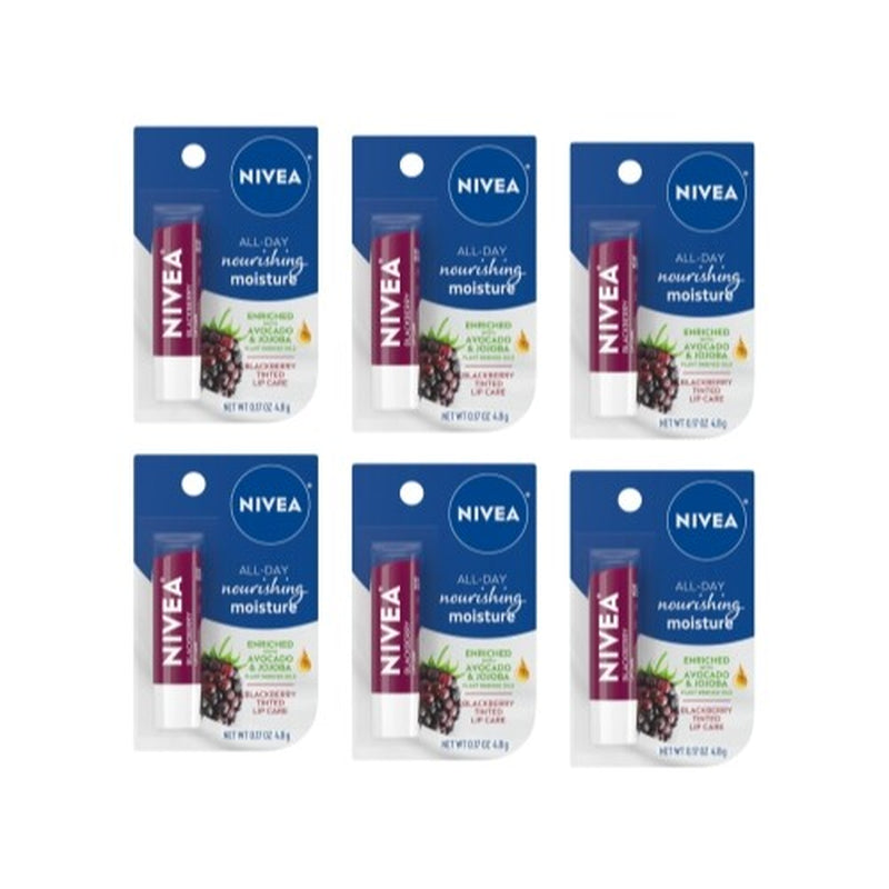 Nivea Blackberry Tinted Lip Care, 0.17 Oz - Pack of 6