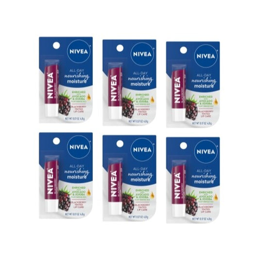 Nivea Blackberry Tinted Lip Care, 0.17 Oz - Pack of 6