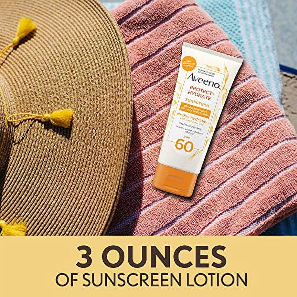 Protect + Hydrate Moisturizing Body Sunscreen Lotion with Broad Spectrum Spf 60 & Prebiotic Oat, Weightless & Refreshing Feel, Paraben-Free, Oil-Free, Oxybenzone-Free, 3.0 Ounces