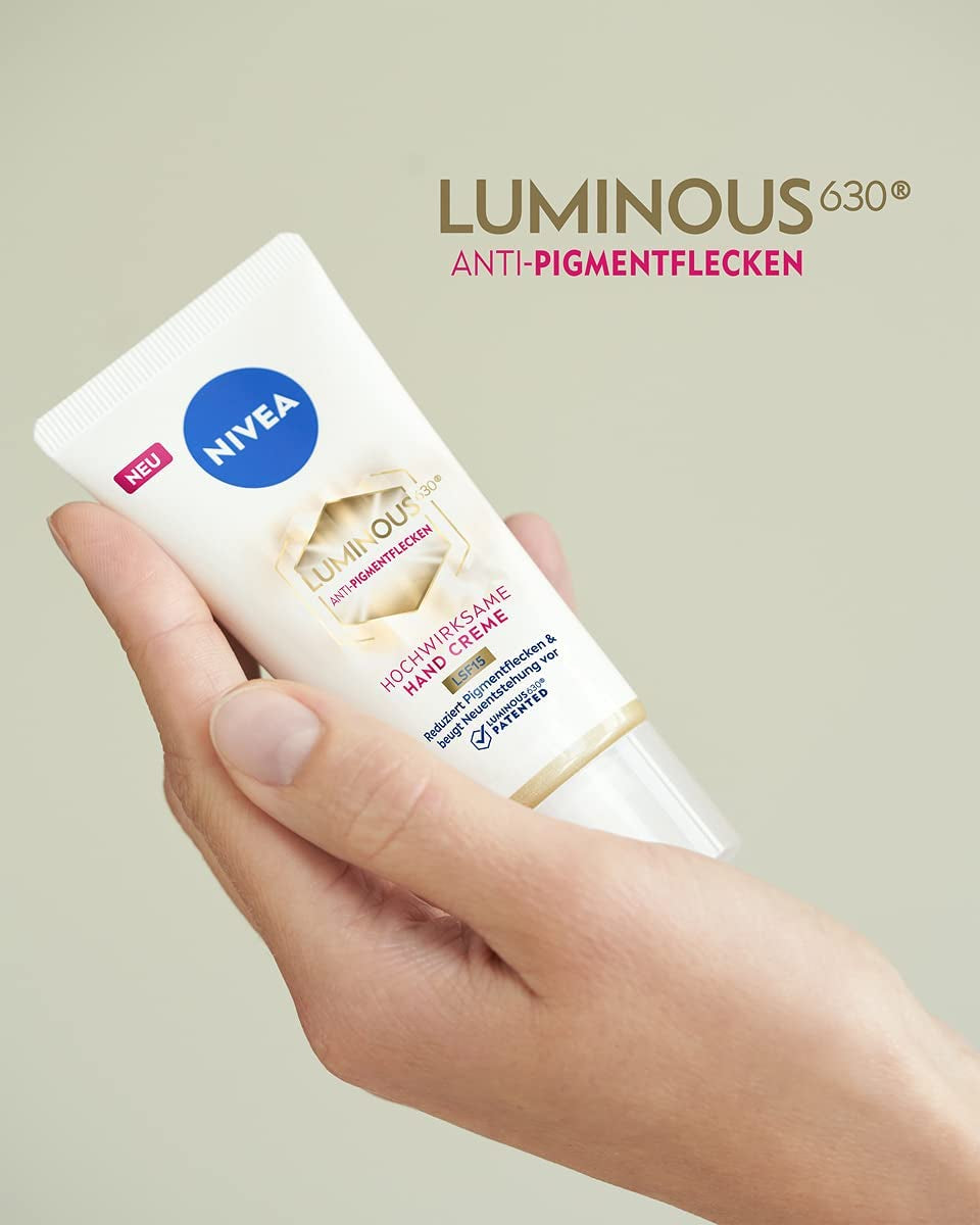 NIVEA Luminous 630 Hand Creme LSF15 (50 Ml), Pflegecreme Reduziert Pigmentflecken Und Beugt Der Neuentstehung Vor, Hochwirksame Anti-Pigmentflecken Creme Für Die Hände