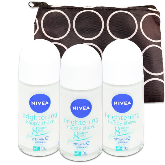 NIVEA Women'S Roll-On Deodorant Travel Pack - 3X50Ml, Fresh Scent, 48Hr Protection, Travel Bag Included