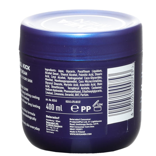 Nivea Cool Kick Body Cream 2 Pack - Bundle with 2 Nivea Body Cream Cool Kick 13.5 Oz Lotion with Travel Bag Kit | Nivea Body Lotion Set for Men