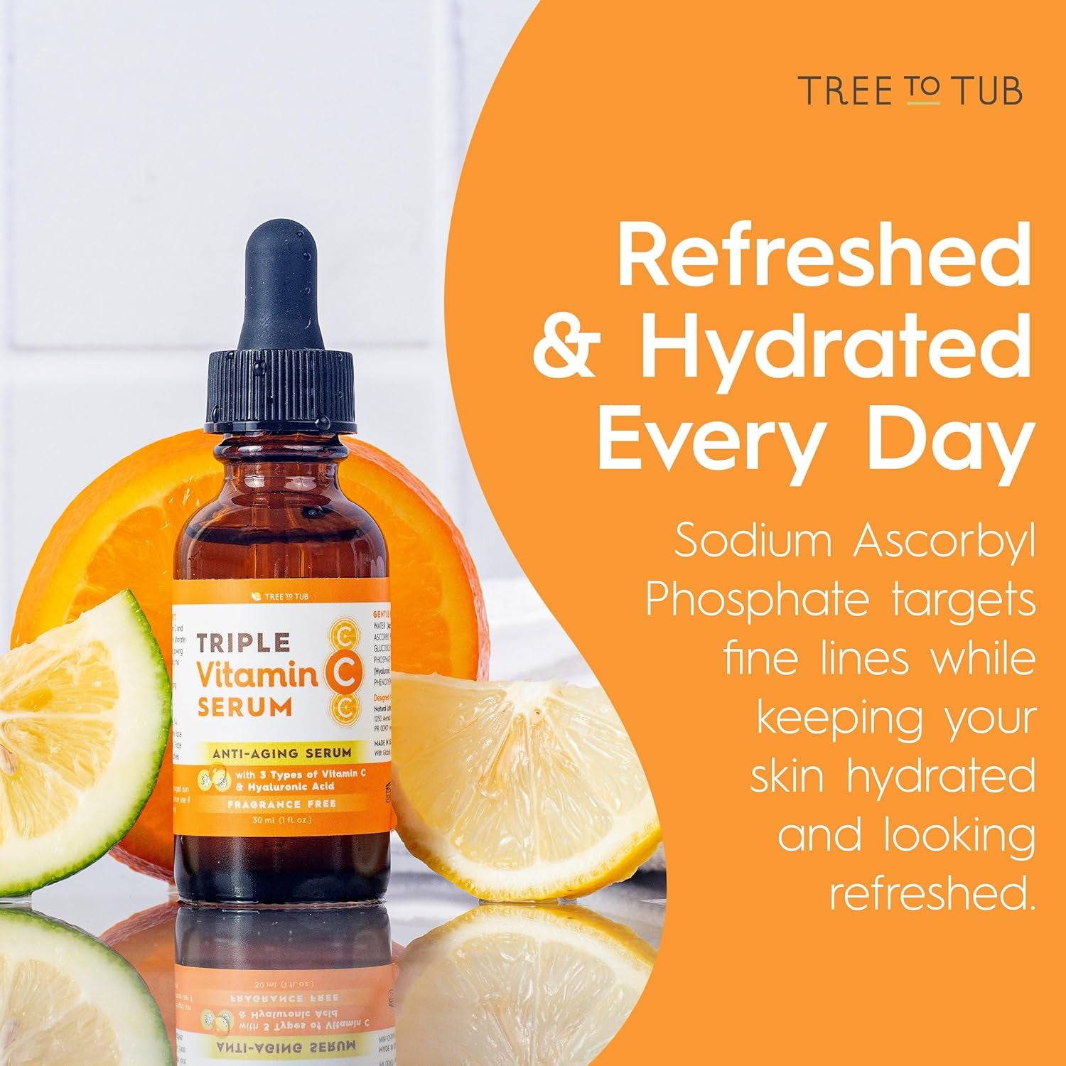 Glow Up Your Skin! 🌟 Tree to Tub's Illuminating Vitamin C Serum - Triple the Hydration & Anti-Aging Power! Perfect for Dry, Sensitive Skin! 💧✨