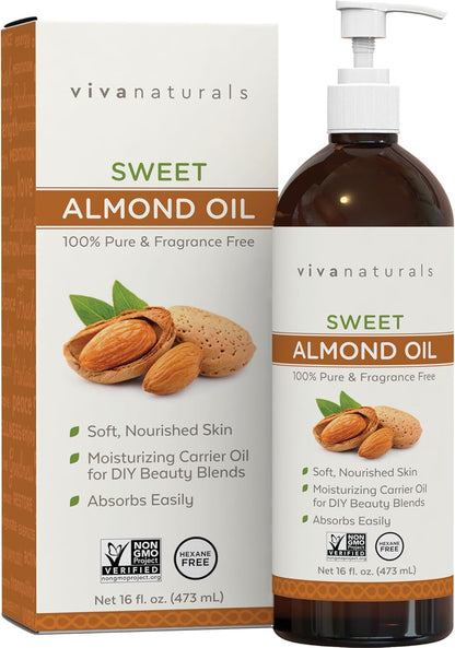 Viva Naturals Organic Fractionated Coconut Oil - Skin & Hair Moisturizer, Relaxing Massage and Body Oil, Carrier Oil for Essential Oils Mixing, Pure Non-Greasy Coconut Oil for Skin and Hair, 16 Fl Oz