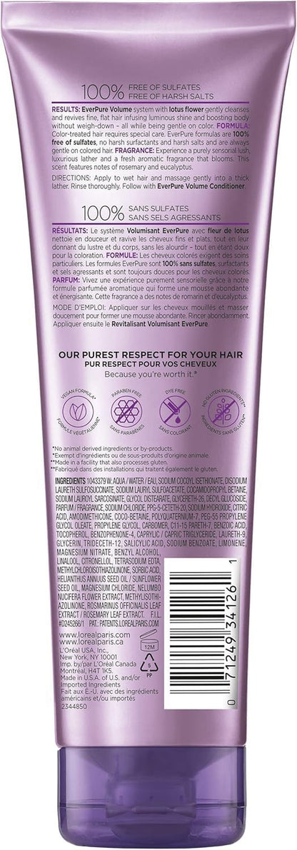 L’Oréal Paris Moisture Sulfate Free Shampoo, Hair Care for Color-Treated Hair with Rosemary Botanicals, Everpure, 8.5 Oz (Packaging May Vary)