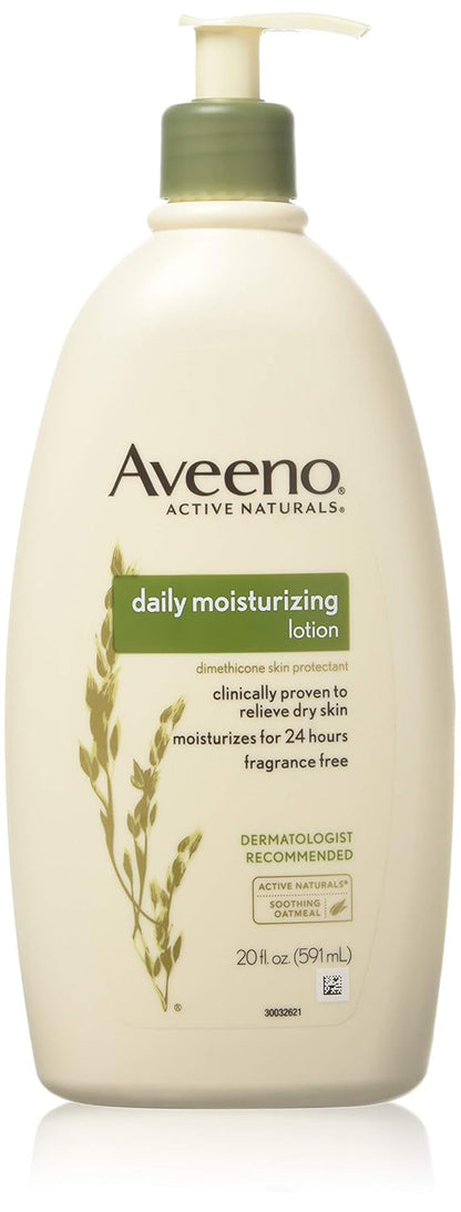 Aveeno Daily Moisturizing Body Lotion for Dry Skin with Prebiotic Oat, Fragrance & Paraben Free, Non-Greasy, Non-Comedogenic, for Sensitive Skin & 72-Hour Moisturizer 18 Fl Oz