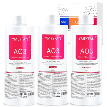 Hydrate Face Solution AO3 for Facial Machine Professional, AS1 SA2 AO3 Aqua Peeling Solution Hydrate Serums for Facial Cleansing, Face Skin Care, Hydrating, Exfoliate (400Ml/3Pcs)