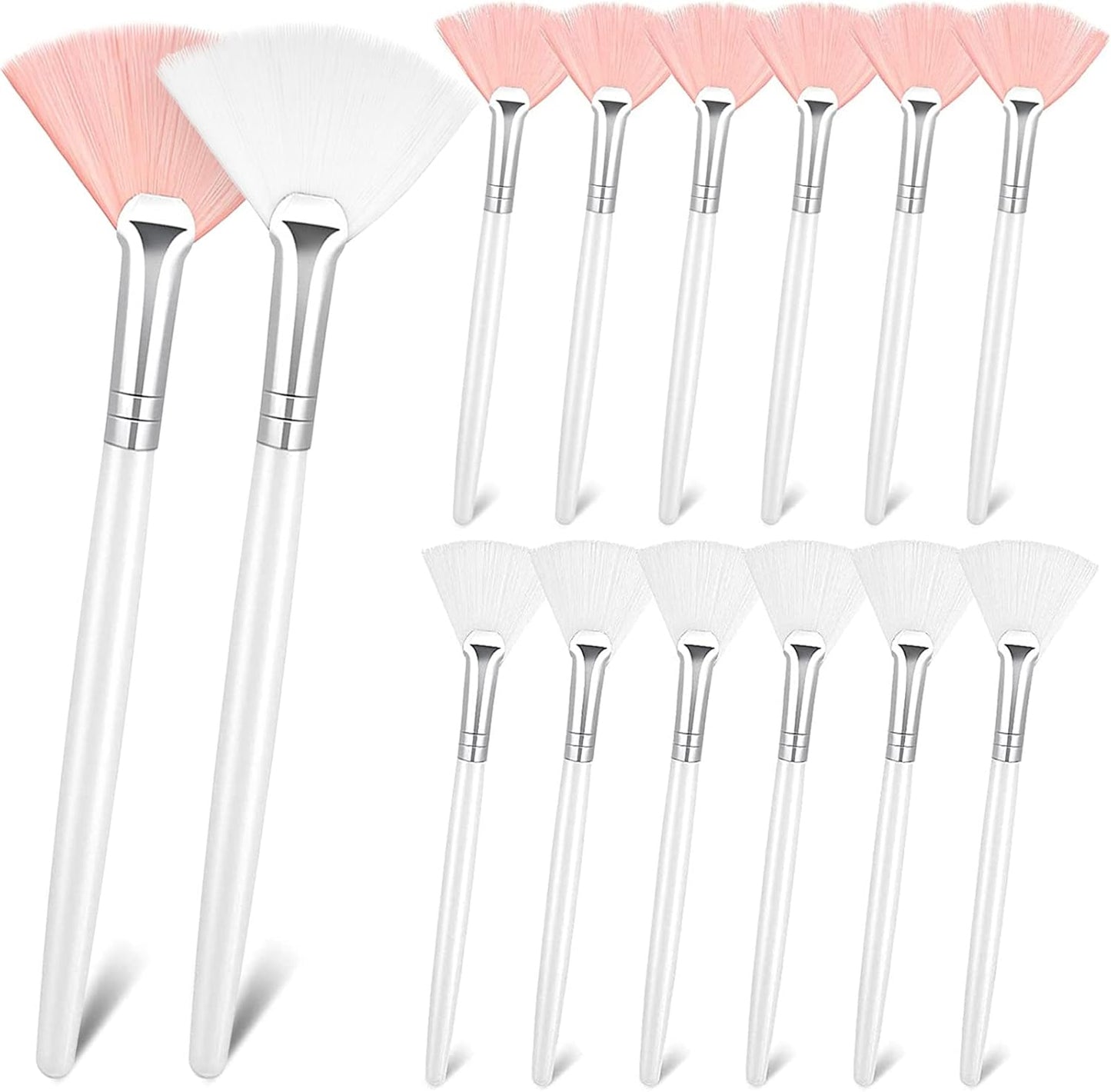 Patelai 14 Pieces Fan Brushes Applicator, Mask Brushes for Facial Makeup Tools for Face Cosmetic(Brown)