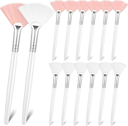 Patelai 14 Pieces Fan Brushes Applicator, Mask Brushes for Facial Makeup Tools for Face Cosmetic(Brown)
