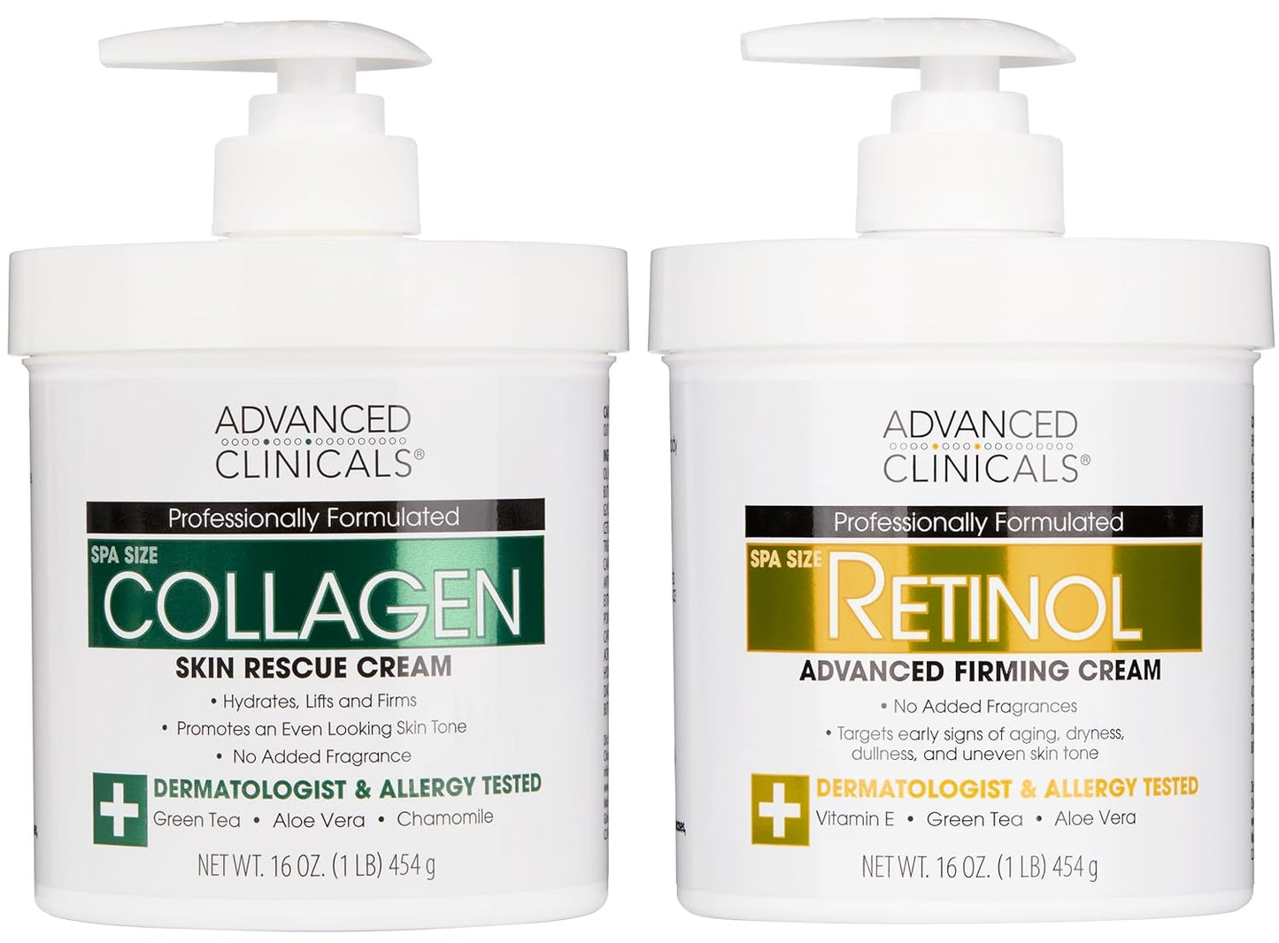 Collagen Body Cream and Face Serum Set - Unscented Formula for All Skin Types, Reduces Wrinkles and Dryness