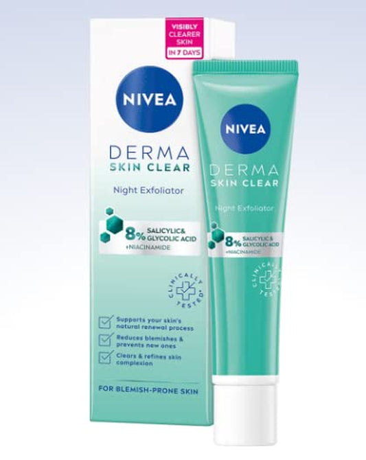 Nivea Derma Skin Clear Night Exfoliator for Blemish-Prone Skin 40Ml