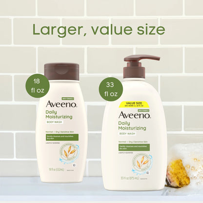 Daily Moisturizing Soap, Dry Skin Body Wash and Scrub with Prebiotic Oat, 33 Oz
