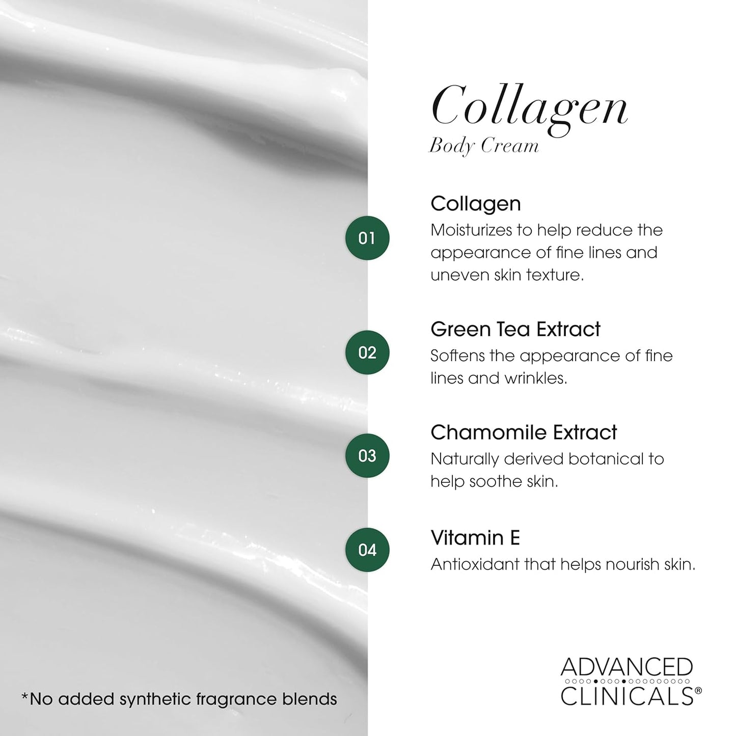 Collagen Body Cream and Face Serum Set - Unscented Formula for All Skin Types, Reduces Wrinkles and Dryness