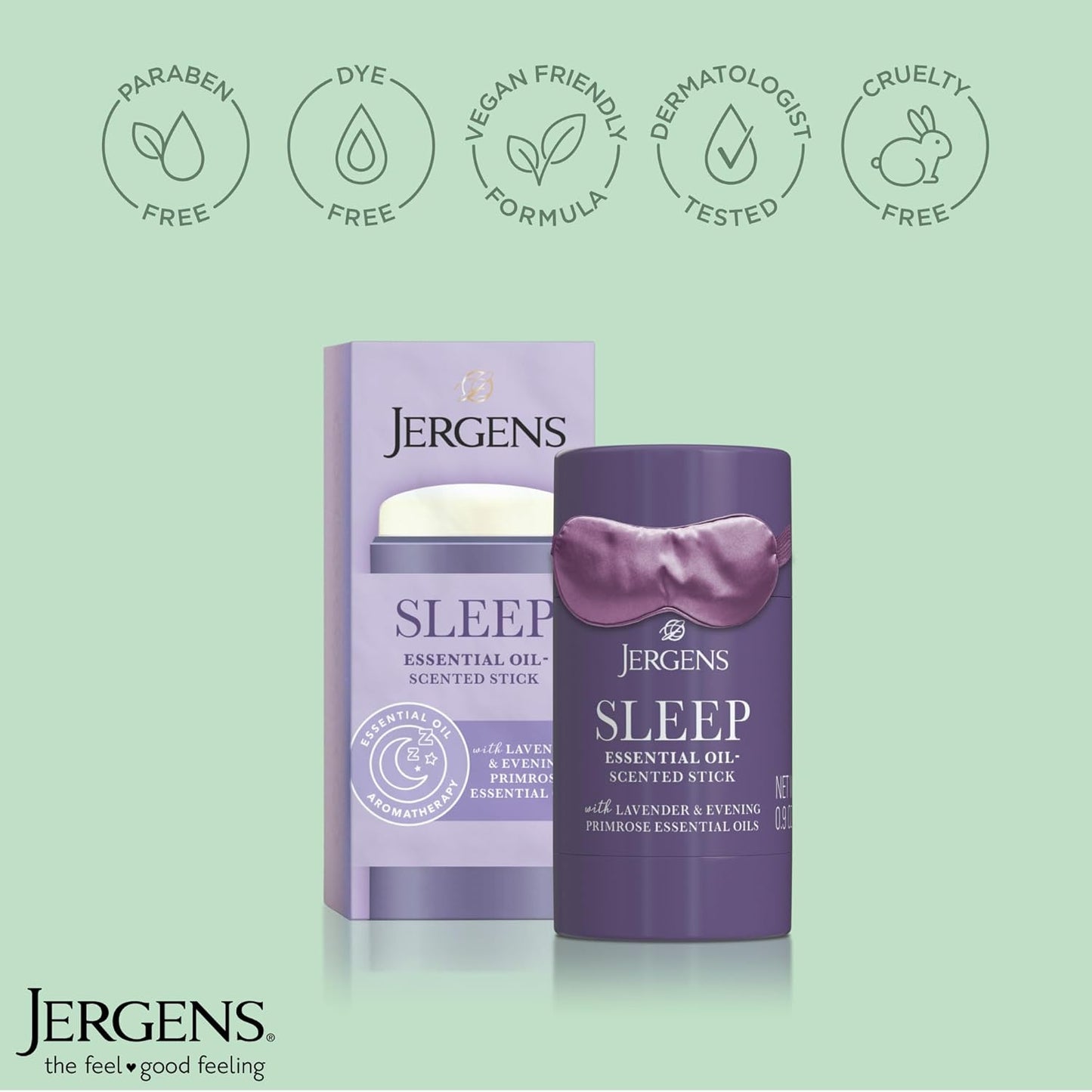 Jergens Sleep Stick Restful Blend Essential Oil Balm, Aromatherapy with Lavender & Evening Primrose Essential Oil, 0.9 Oz