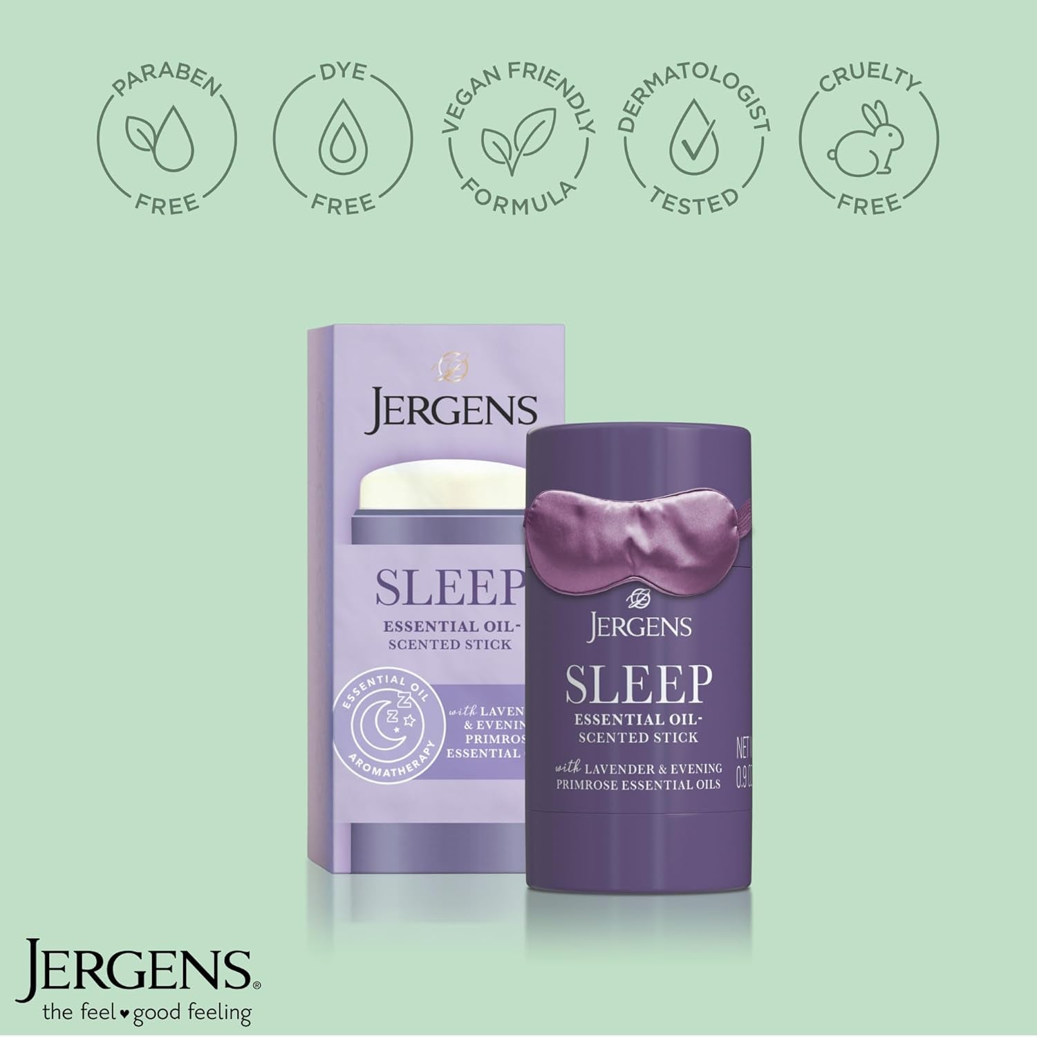 Jergens Sleep Stick Restful Blend Essential Oil Balm, Aromatherapy with Lavender & Evening Primrose Essential Oil, 0.9 Oz