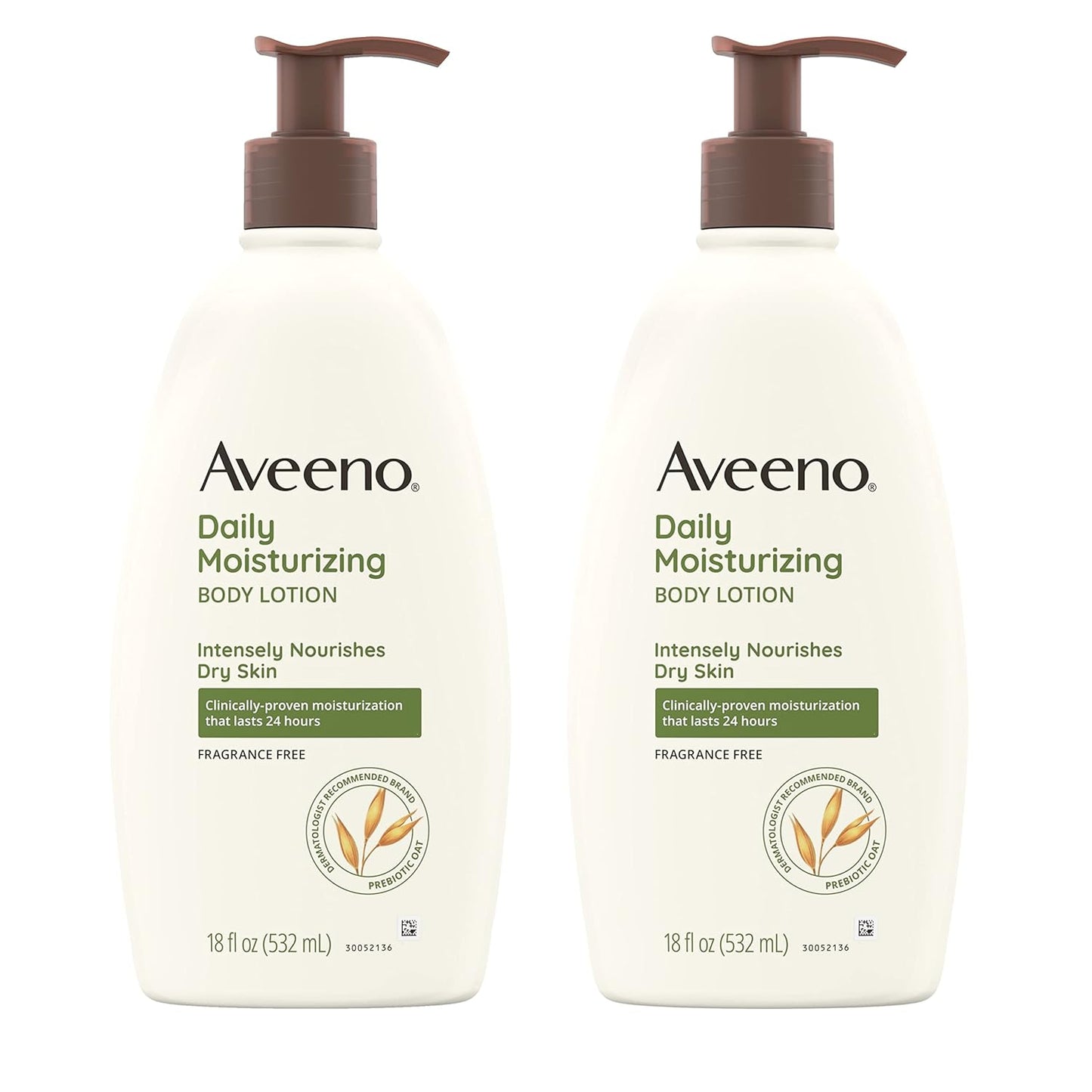 Aveeno Daily Moisturizing Body Lotion for Dry Skin with Prebiotic Oat, Fragrance & Paraben Free, Non-Greasy, Non-Comedogenic, for Sensitive Skin & 72-Hour Moisturizer 18 Fl Oz