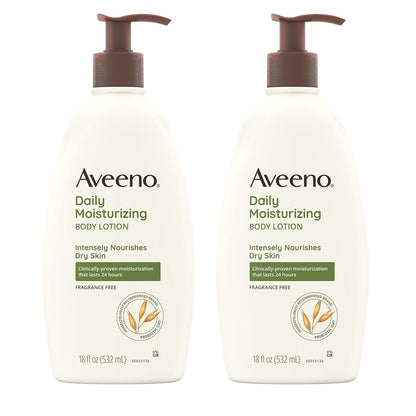 Aveeno Daily Moisturizing Body Lotion for Dry Skin with Prebiotic Oat, Fragrance & Paraben Free, Non-Greasy, Non-Comedogenic, for Sensitive Skin & 72-Hour Moisturizer 18 Fl Oz