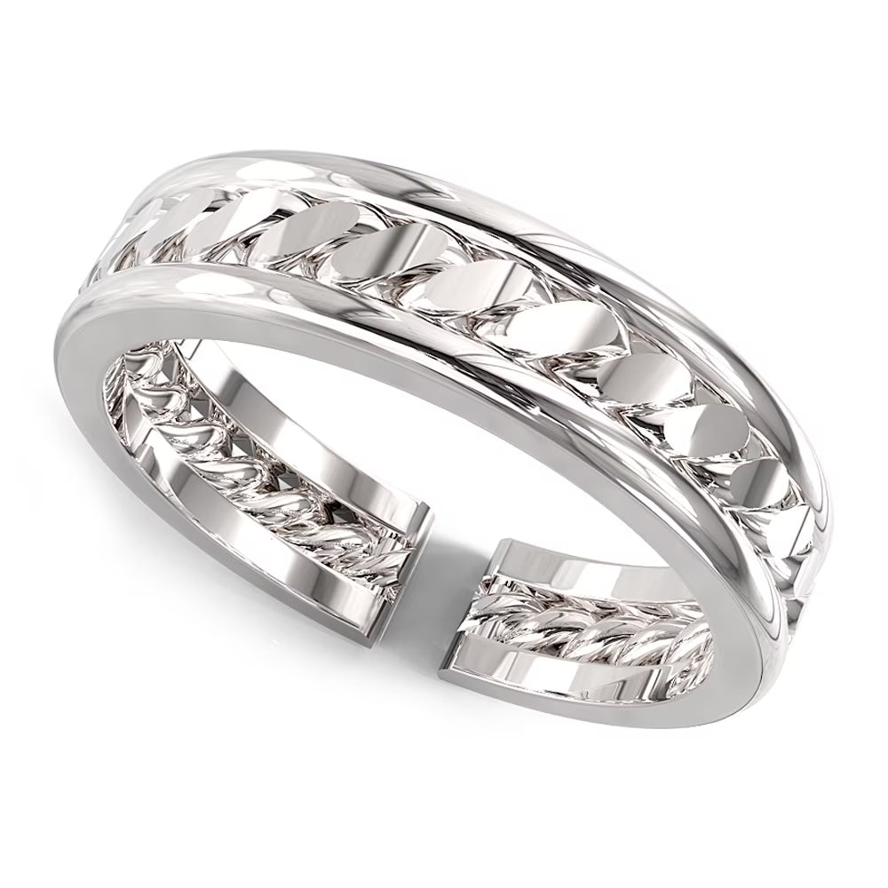 Sterling Silver Link Pattern Adjustable Toe Band Ring