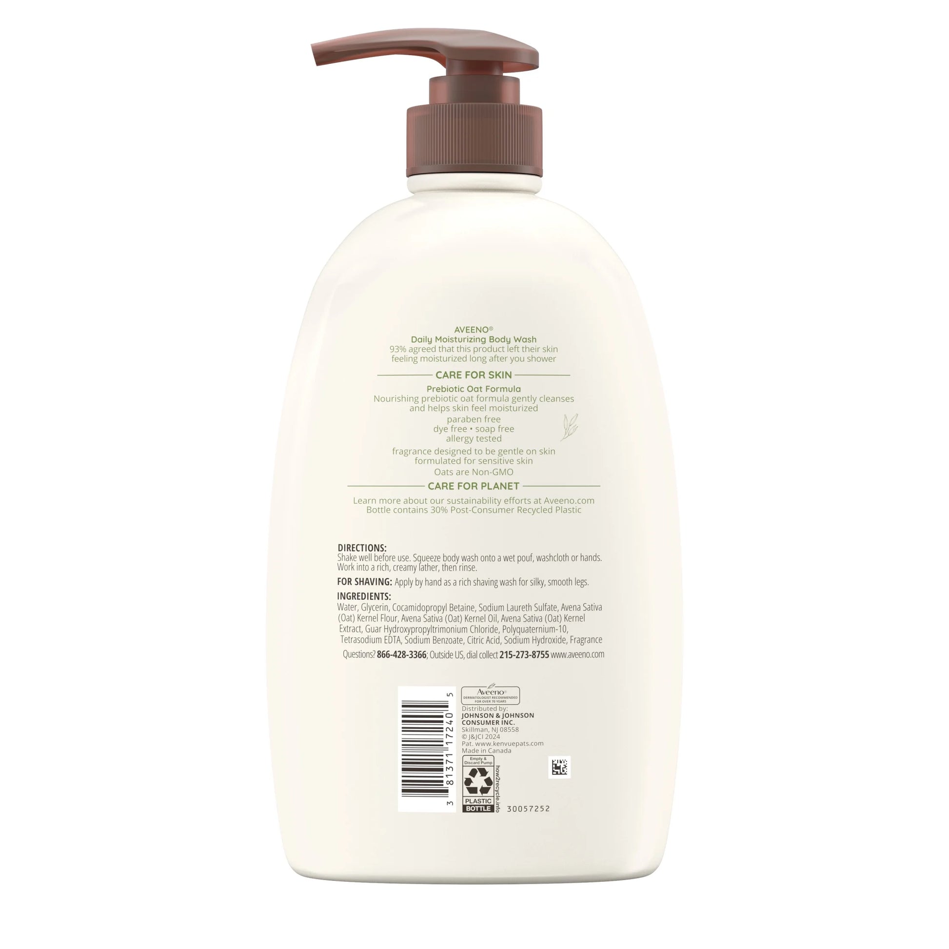 Daily Moisturizing Soap, Dry Skin Body Wash and Scrub with Prebiotic Oat, 33 Oz