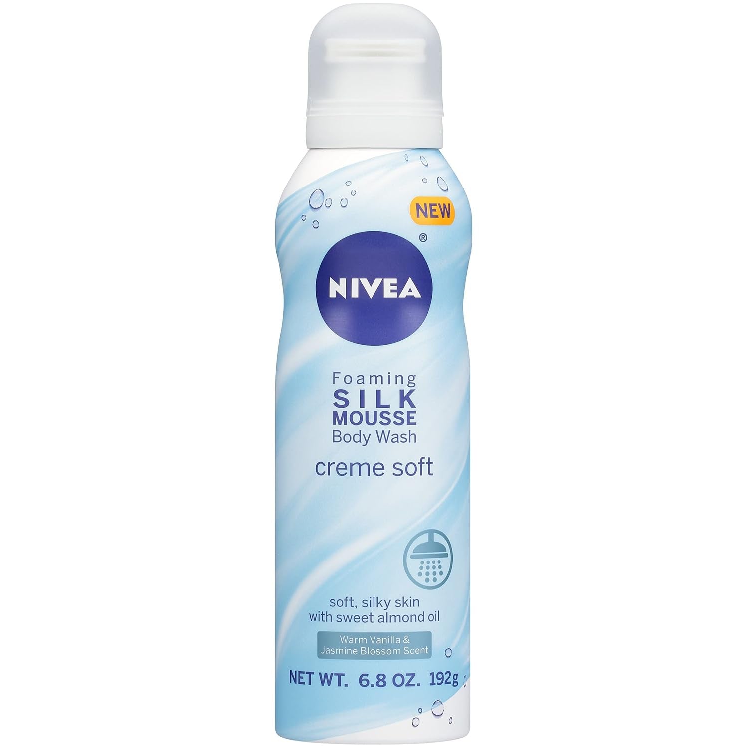 Nivea Creme Soft Foaming Silk Mousse Body Wash, Vanilla and Jasmine Blossom, 6.8 Ounce