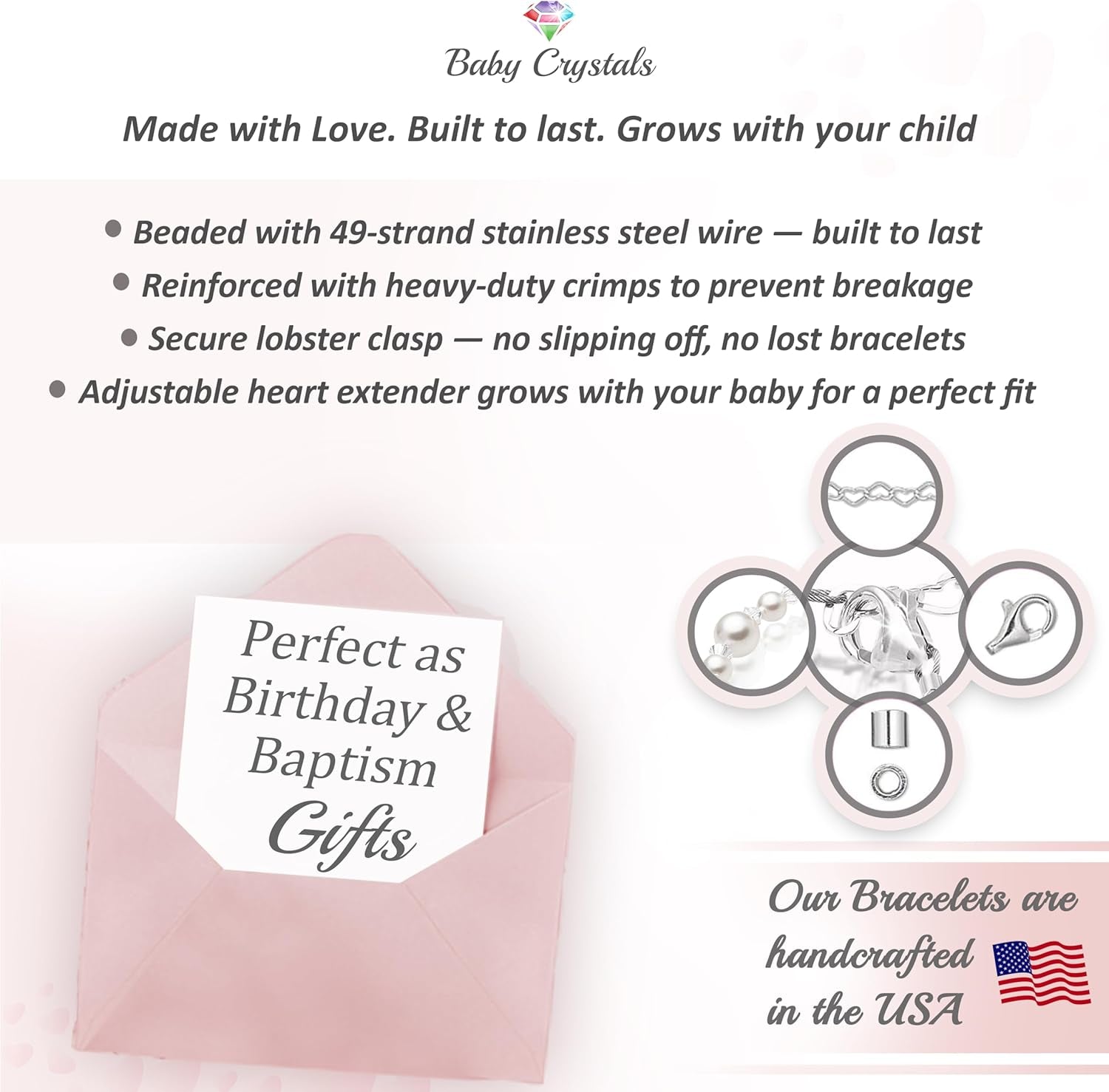 Sterling Silver Cross Charm White Pearl Bracelet for Girl Infant and Newborn Baby'S Baptism Gifts for Toddler Baby Girl or Boy Elegant Baptismal Keepsake Girls Jewelry, Birthday Gifts