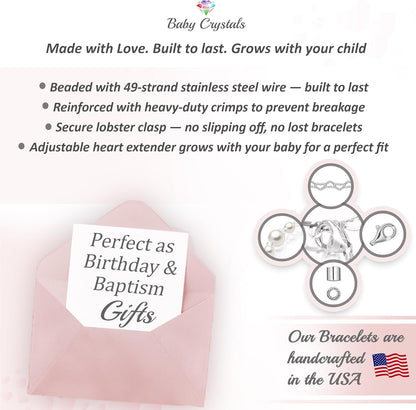 Sterling Silver Cross Charm White Pearl Bracelet for Girl Infant and Newborn Baby'S Baptism Gifts for Toddler Baby Girl or Boy Elegant Baptismal Keepsake Girls Jewelry, Birthday Gifts