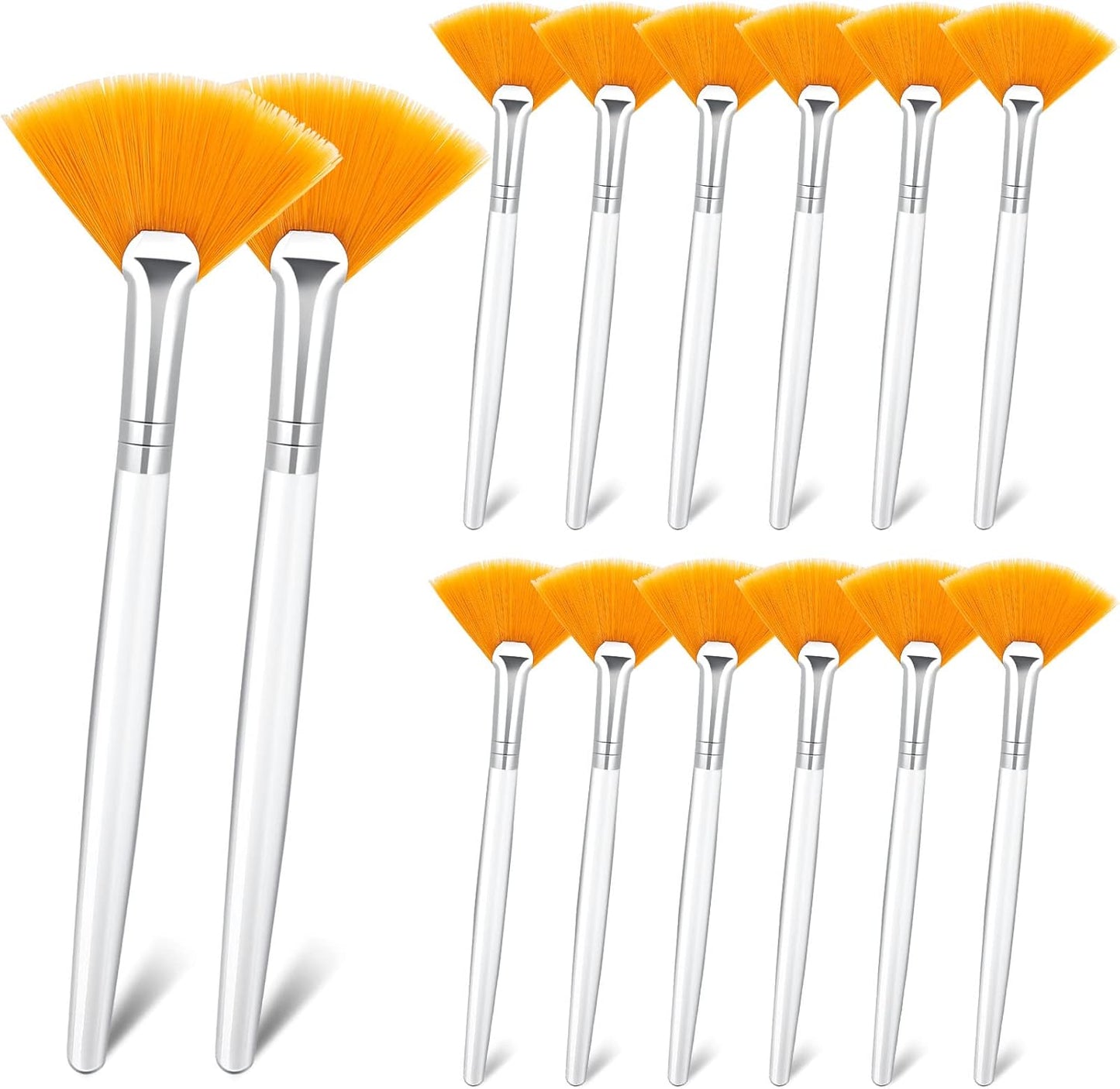 Patelai 14 Pieces Fan Brushes Applicator, Mask Brushes for Facial Makeup Tools for Face Cosmetic(Brown)