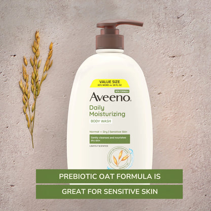 Daily Moisturizing Soap, Dry Skin Body Wash and Scrub with Prebiotic Oat, 33 Oz