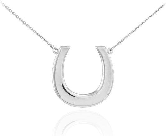 925 Sterling Silver Lucky Horseshoe Pendant Necklace