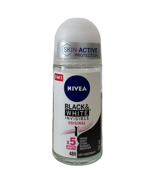 NIVEA 50Ml Invisible Black and White Clear Roll on anti Perspirant Deodorant Original 1 Count