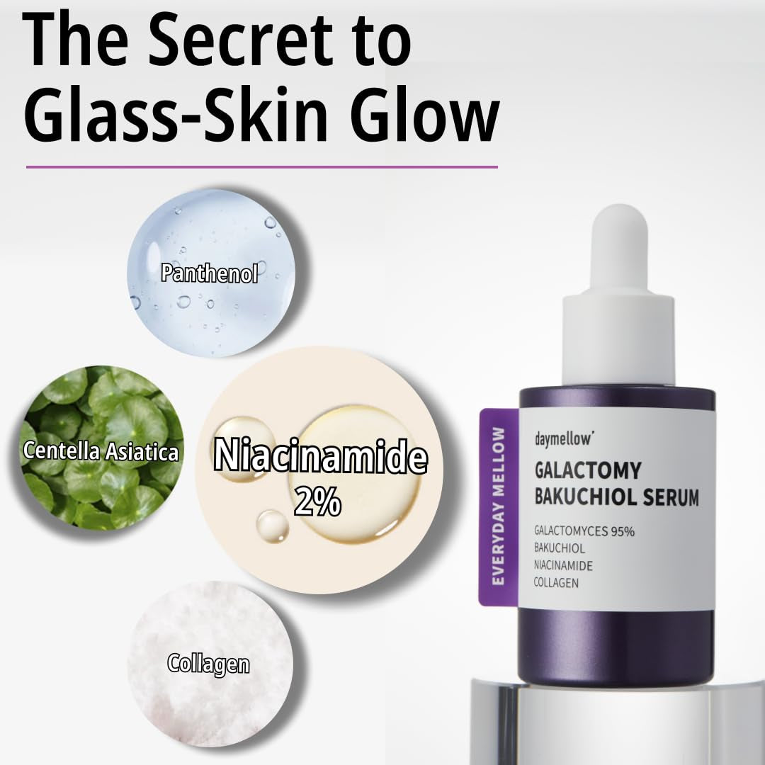 Glow Up with Daymellow's Galactomy Bakuchiol Serum! 🌟✨ Perfect for sensitive skin, this anti-aging elixir combines retinol, niacinamide, and collagen for a youthful radiance. #KBeauty #SkincareRoutine #AntiAging