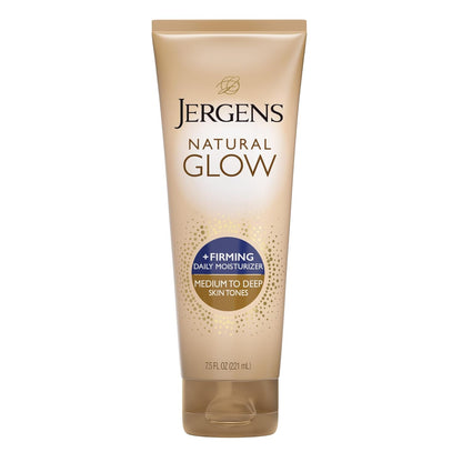 Jergens Natural Glow +Firming Self Tanner Body Lotion, Medium to Deep Skin Tone, Sunless Tanning Moisturizer with Collagen and Elastin, Helps to Visibly Reduce Cellulite, 7.5 Oz, Pack of 2