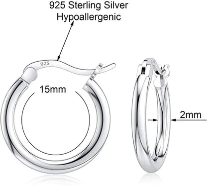 round Hoop Earrings, Sterling Silver, 10Mm-25Mm