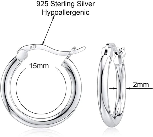 round Hoop Earrings, Sterling Silver, 10Mm-25Mm