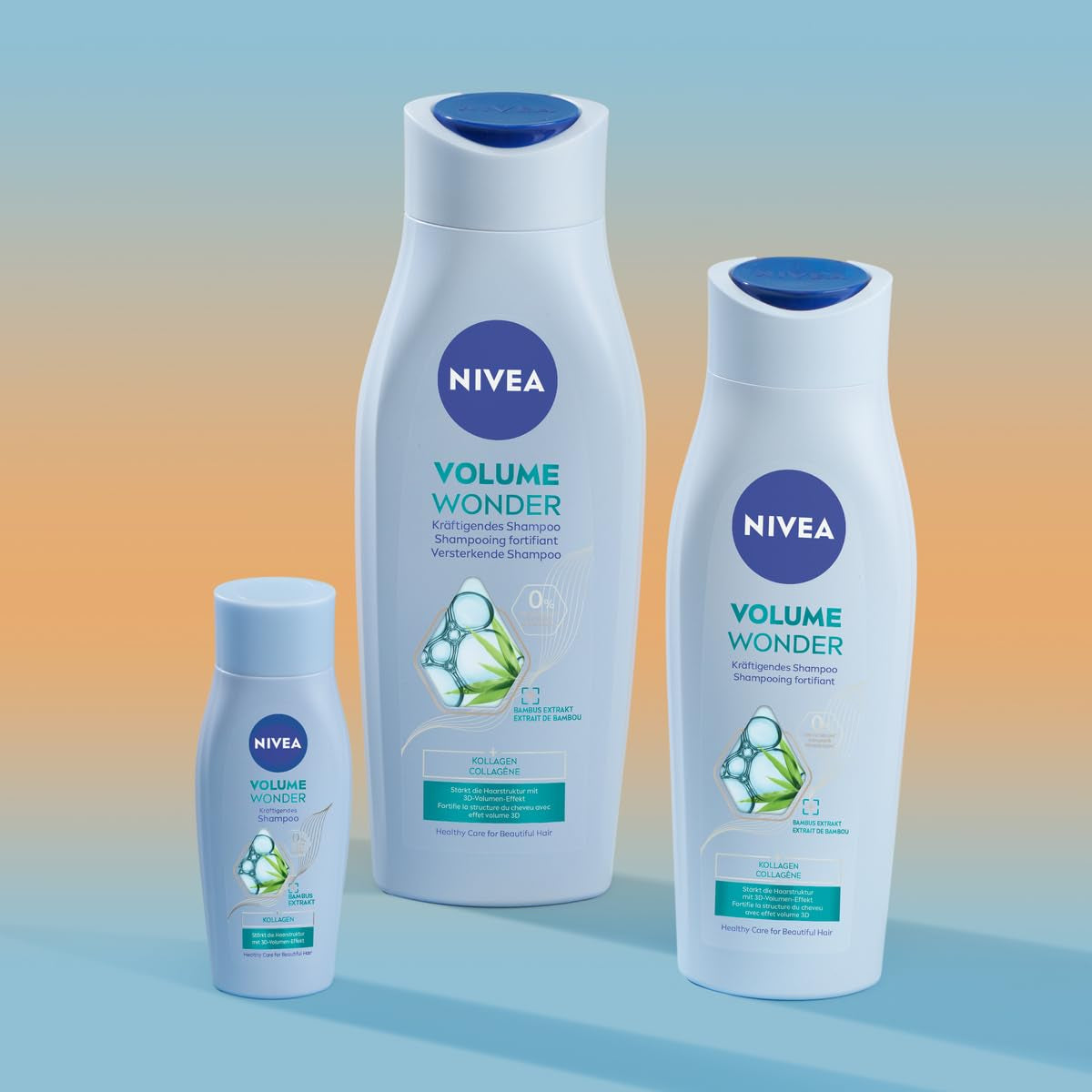 NIVEA Volume Wonder Kräftigendes Shampoo, Volumen Shampoo Mit Kollagen Und Natürlichem Bambus-Extrakt, Silikonfreies Haarshampoo Für Sichtbares Volumen Und Strahlenden Glanz (50 Ml)