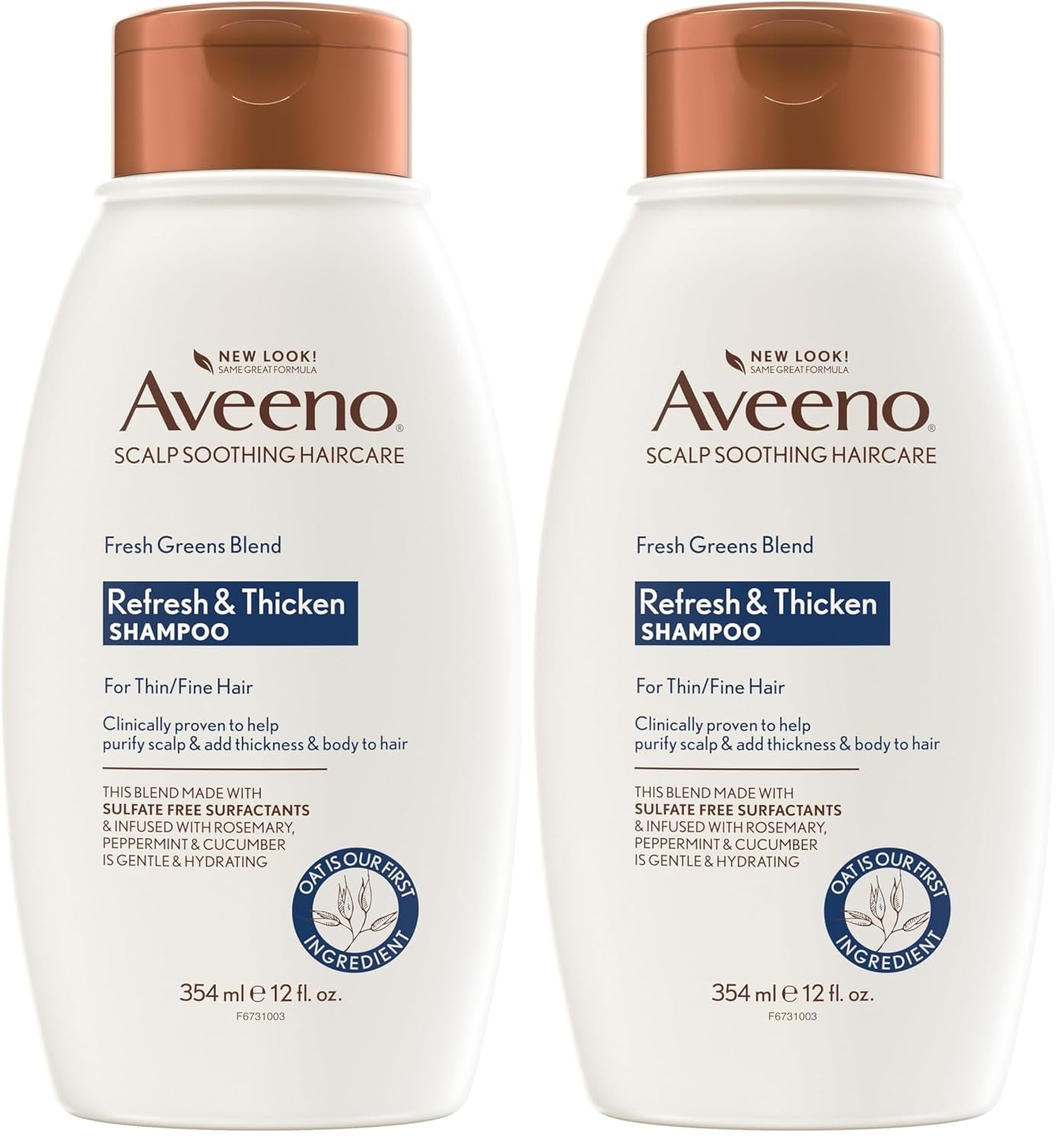 Aveeno, Fresh Greens Blend Sulfate-Free Shampoo with Rosemary, Peppermint & Cucumber to Thicken & Nourish, Clarifying & Volumizing Shampoo for Thin or Fine Hair, Paraben-Free, 12Oz