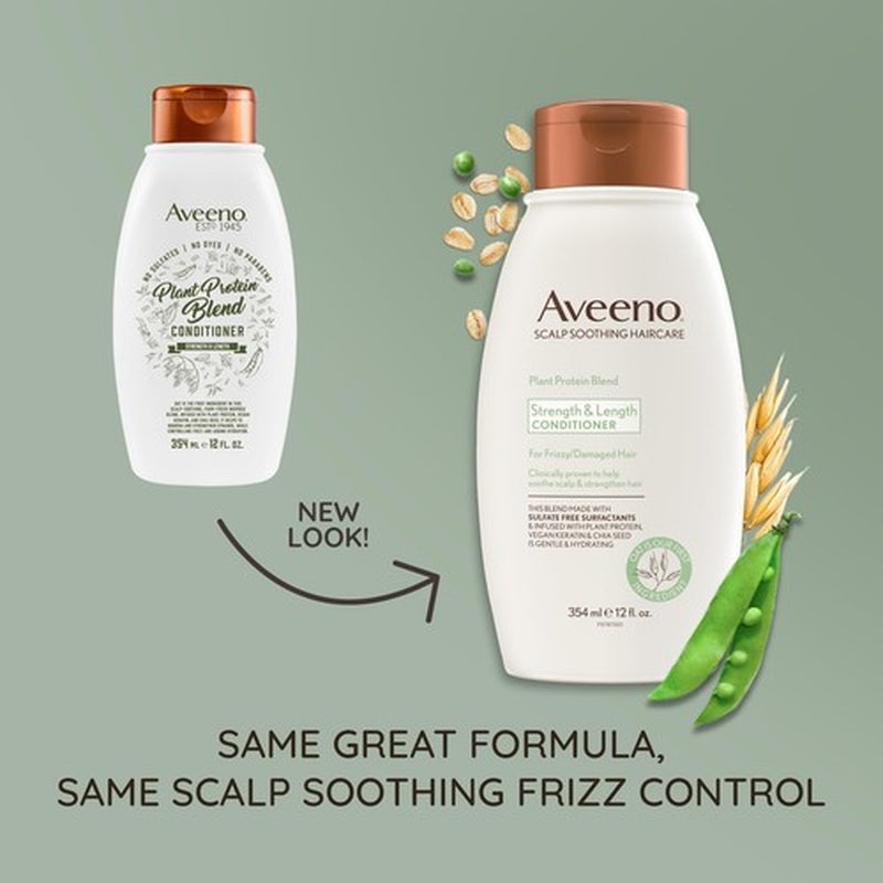 Aveeno Plant Protein Blend Conditioner 12 Fl Oz Frizz Control and Nourishing ...