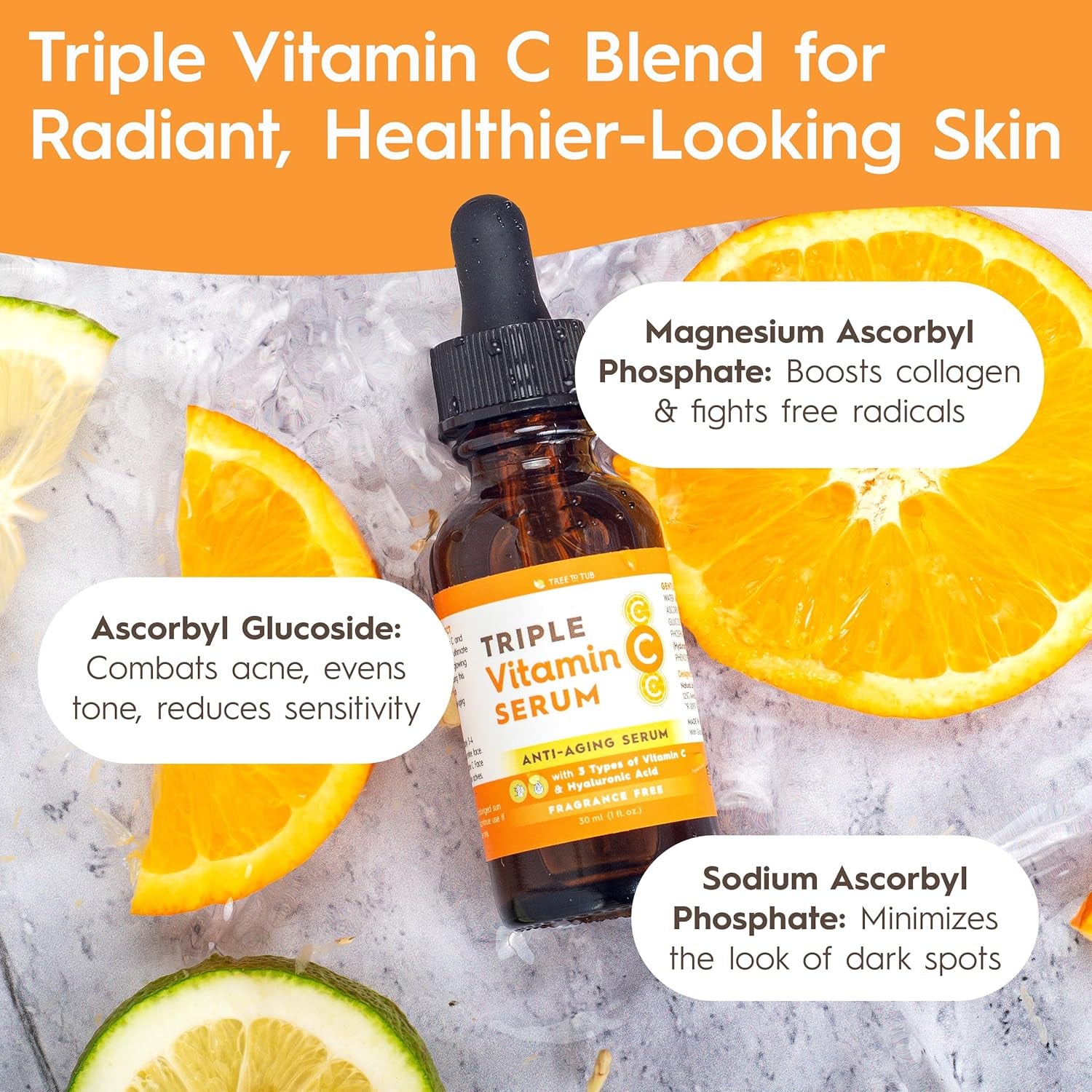Glow Up Your Skin! 🌟 Tree to Tub's Illuminating Vitamin C Serum - Triple the Hydration & Anti-Aging Power! Perfect for Dry, Sensitive Skin! 💧✨