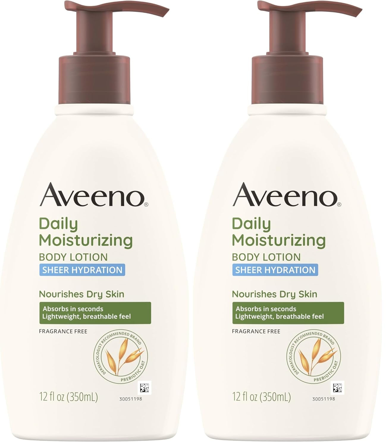 Aveeno Sheer Hydration Daily Moisturizing Fragrance-Free Lotion with Nourishing Prebiotic Oat, Fast-Absorbing Body Moisturizer for Dry Skin with Lightweight, Breathable Feel, 18 Fl. Oz