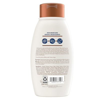 Aveeno, Fresh Greens Blend Sulfate-Free Shampoo with Rosemary, Peppermint & Cucumber to Thicken & Nourish, Clarifying & Volumizing Shampoo for Thin or Fine Hair, Paraben-Free, 12Oz