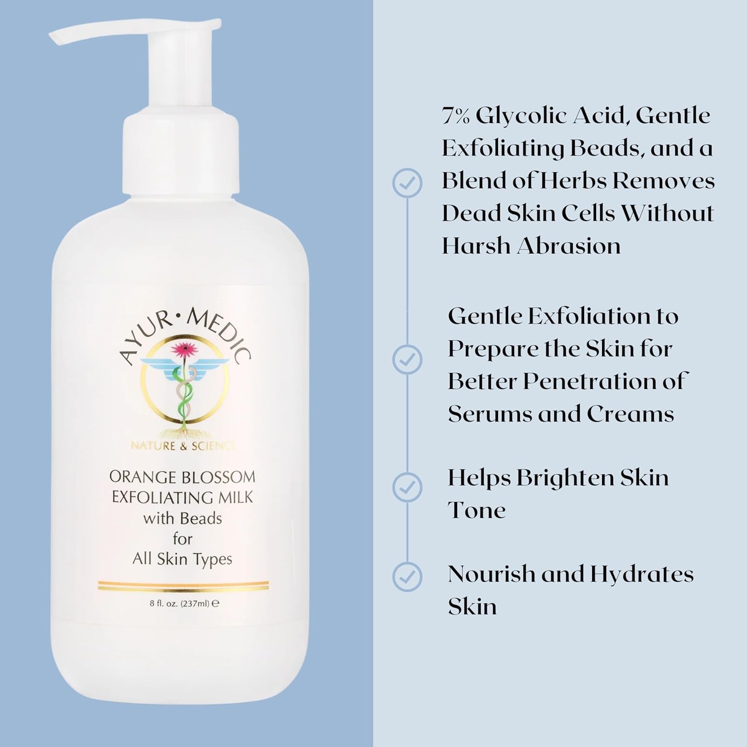 Ayur-Medic Orange Blossom Exfoliating Milk with Beads for All Skin Types
